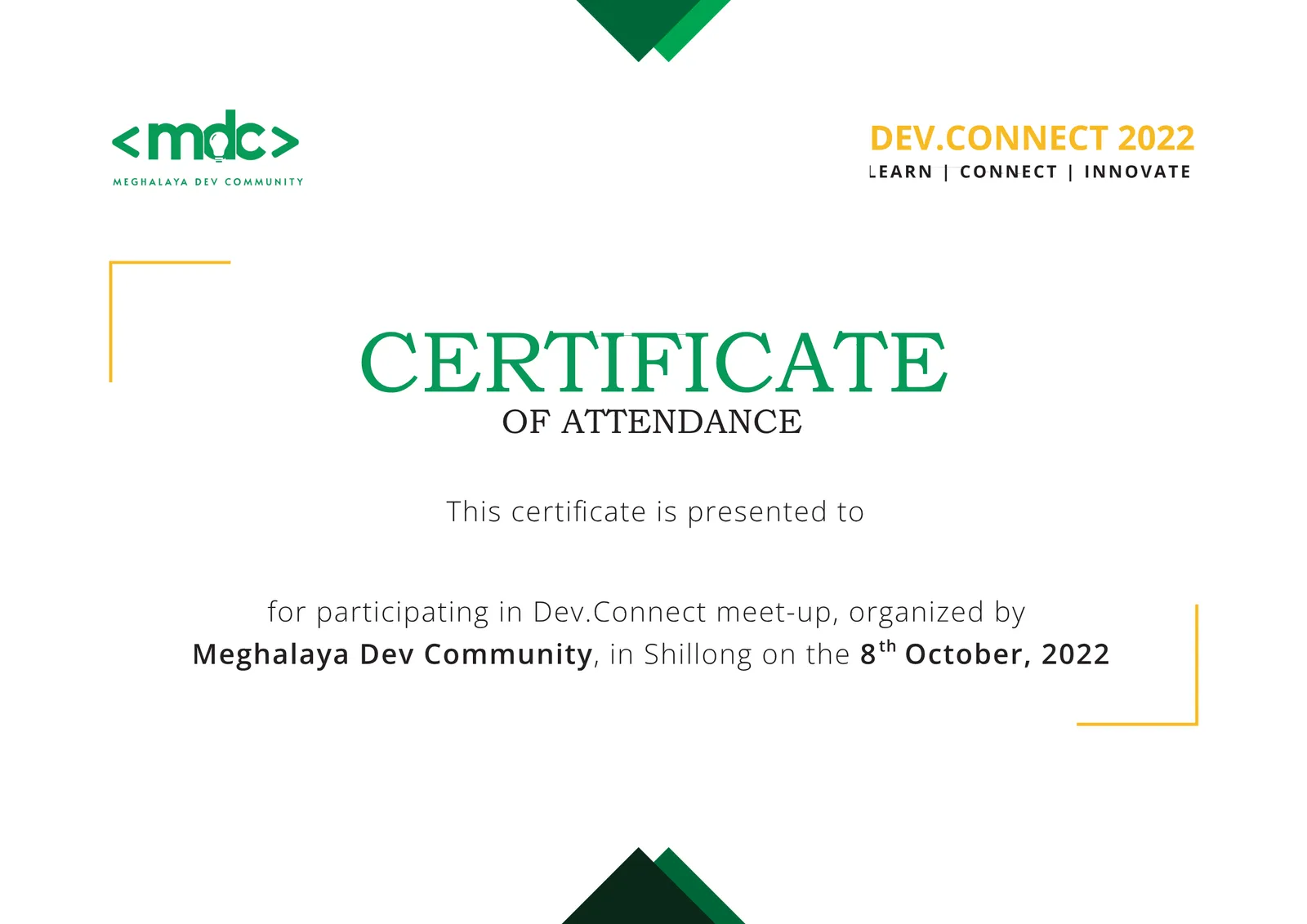 Certificate of attendance